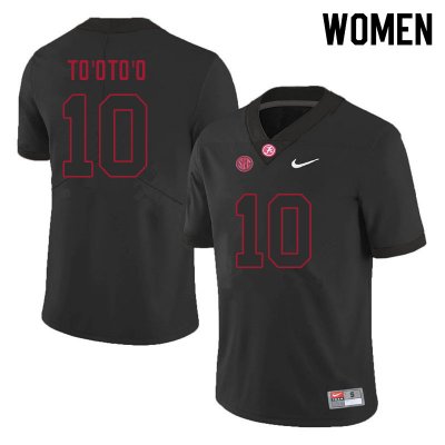NCAA Women's Alabama Crimson Tide #10 Henry To'oTo'o Stitched College 2021 Nike Authentic Black Football Jersey CE17T48XW